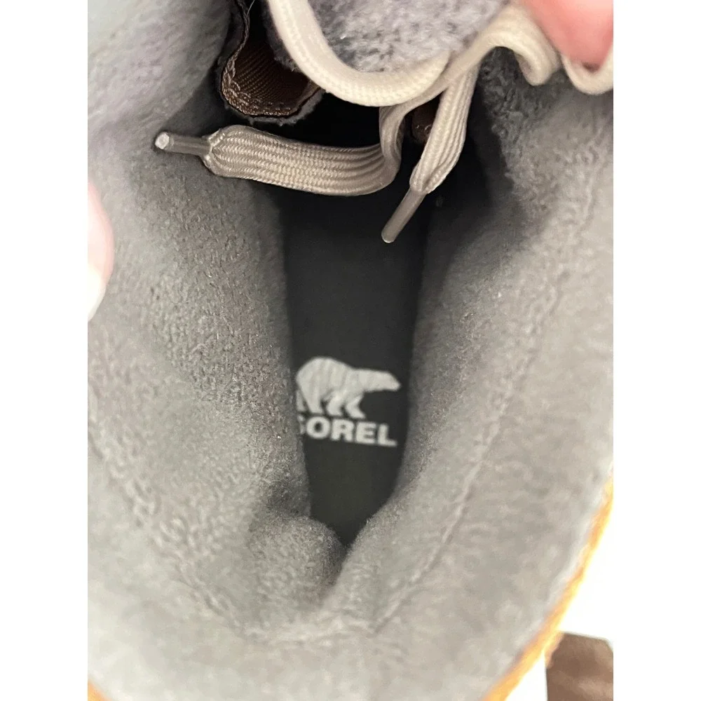 Sorel Explorer II Joan Boots Women 11 Tan Grey Waterproof Suede Faux‎ Fur NL5069